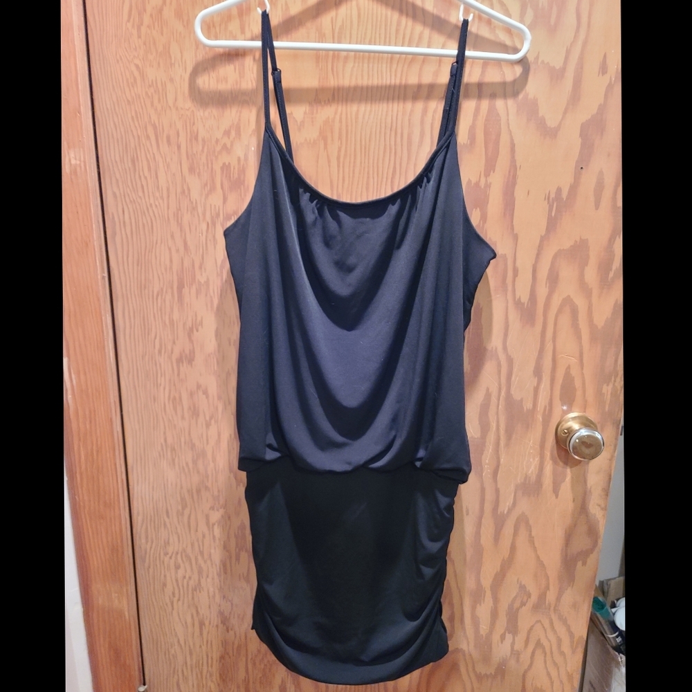 Women’s Black Ruched Mini Dress | Spaghetti Strap | Bodycon | Size XL